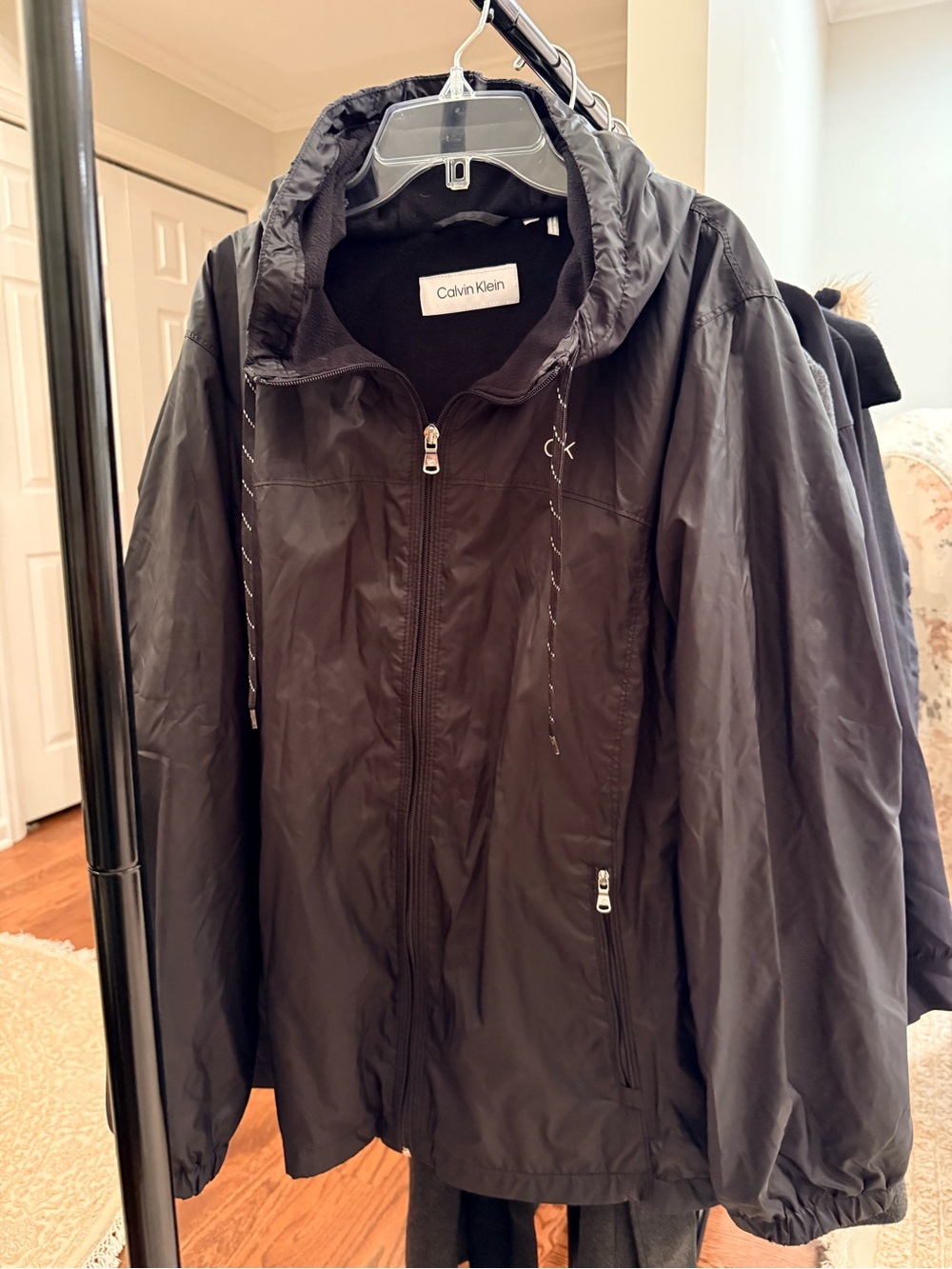 Calvin Klein Black Hooded Windbreaker Jacket